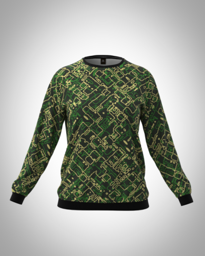 Свитшот  женский "Хаки 9" классический 3D, с круглым воротом