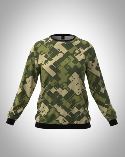 Свитшот  женский "Хаки 7" классический 3D, с круглым воротом