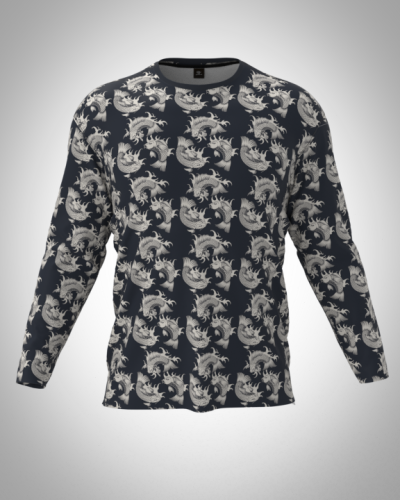 Лонгслив мужской "Кои японские карпы" классический 3D, футболка с длинным рукавом