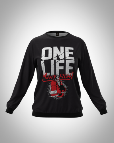 Свитшот  женский "одна жизнь-много сражений" классический 3D, с круглым воротом