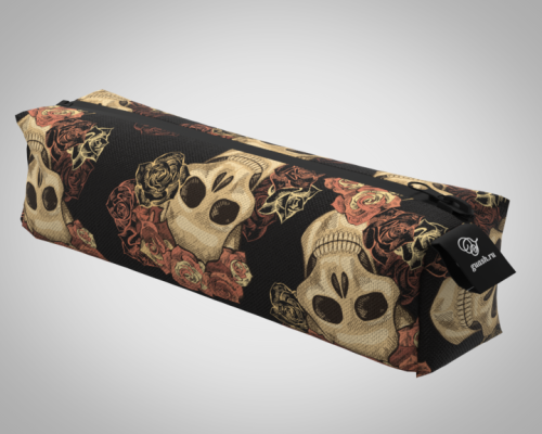 Пенал 20*5*5см "Черепа на День мертвых на черном" школьный, удобный, на молнии 