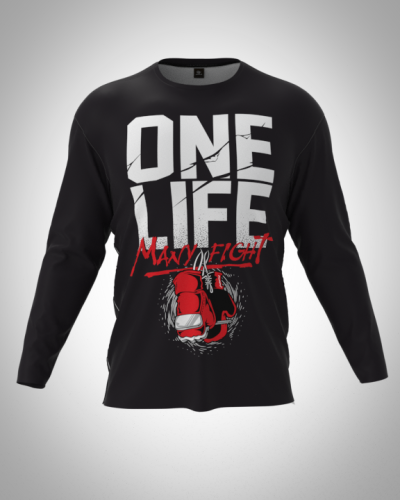 Лонгслив мужской "одна жизнь-много сражений" классический 3D, футболка с длинным рукавом