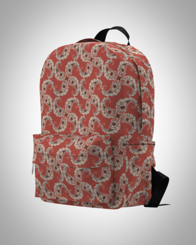 Рюкзак 30*40см "Индийские огурцы красный" с укрепленной спинкой и регулируемыми лямками
