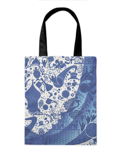 Шоппер "Россия спорт гжель" 35*40см сумка повседневная, простая, но удобная 