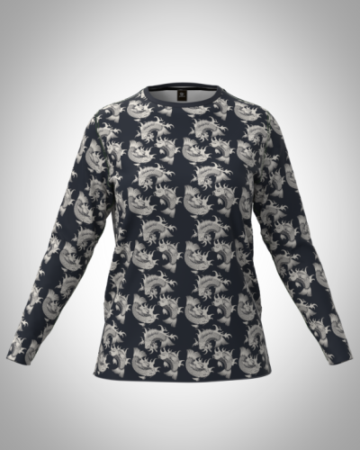 Лонгслив женский "Кои японские карпы" классический 3D, туника, футболка с длинным рукавом