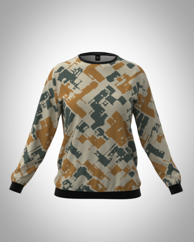 Свитшот  женский "Хаки 5" классический 3D, с круглым воротом