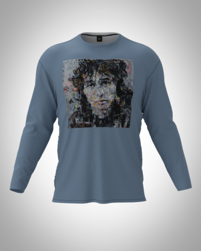 Лонгслив мужской "Виктор Цой на голубом" классический 3D, футболка с длинным рукавом