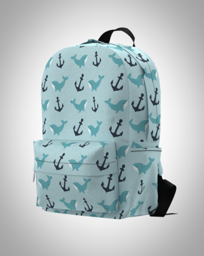 Рюкзак 30*40см "Якорь и кит" с укрепленной спинкой и регулируемыми лямками