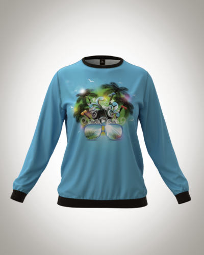 Свитшот  женский "Лето музыка драйвr" классический 3D, с круглым воротом