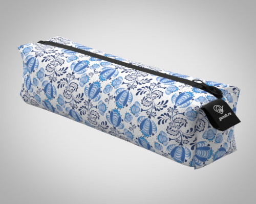 Пенал 20*5*5см "Гжель цветы" школьный, удобный, на молнии 