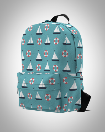 Рюкзак 30*40см "кораблики" с укрепленной спинкой и регулируемыми лямками