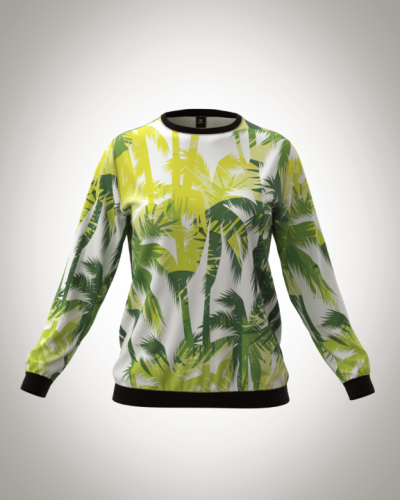 Свитшот  женский "Пальмы" классический 3D, с круглым воротом