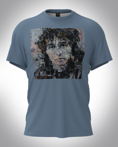 Футболка мужская "Виктор Цой на голубом" классическая 3D