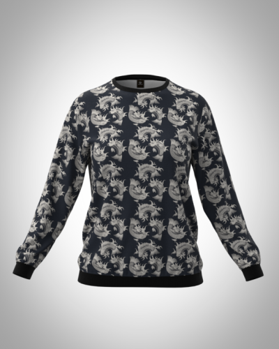 Свитшот  женский "Кои японские карпы" классический 3D, с круглым воротом