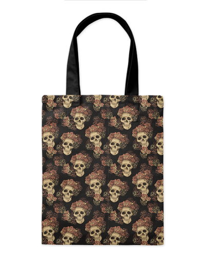 Шоппер "Черепа на день мёртвых на чёрном" 35*40см сумка повседневная, простая, но удобная 