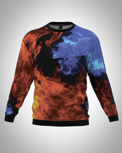 Свитшот  мужской "Огонь и лед" классический 3D, с круглым воротом