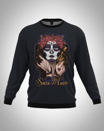Свитшот  мужской "Santa Muerte" классический 3D, с круглым воротом