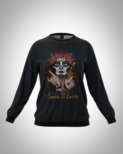 Свитшот  женский "Santa Muerte" классический 3D, с круглым воротом