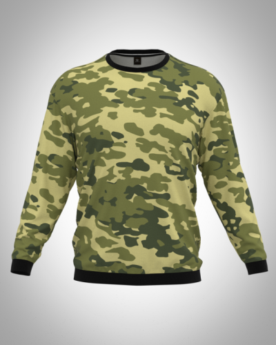 Свитшот  мужской "Хаки зеленый 1" классический 3D, с круглым воротом