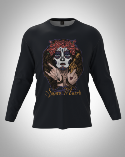 Лонгслив мужской "Santa Muerte" классический 3D, футболка с длинным рукавом
