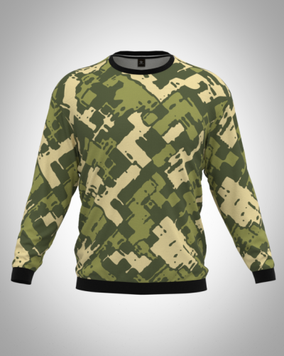 Свитшот  мужской "Хаки 7" классический 3D, с круглым воротом