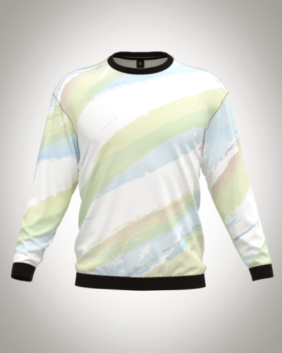 Свитшот  мужской "Весеннее настроение полосы" классический 3D, с круглым воротом