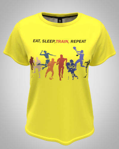 Футболка женская "eat sleep train крупно" классическая 3D