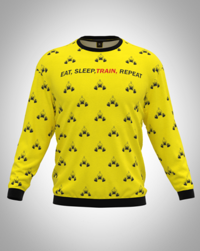 Свитшот  мужской "Eat sleep train" классический 3D, с круглым воротом