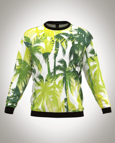 Свитшот  мужской "Пальмы" классический 3D, с круглым воротом