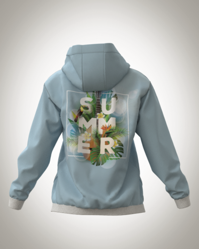 Толстовка женская на молнии "Summer" классическая 3D, с капюшоном, двумя карманами