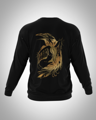 Свитшот  мужской "Ворон Ангел" классический 3D, с круглым воротом