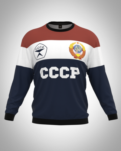 Свитшот  мужской "СССР на триколоре" классический 3D, с круглым воротом