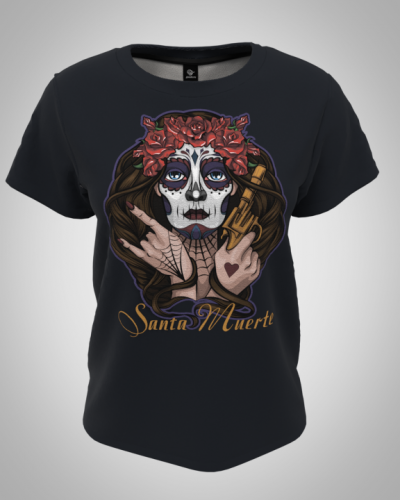 Футболка женская "Santa Muerte" классическая качественная 3D