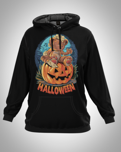 Толстовка женская  "Halloween!" классическая 3D, с капюшоном, большим карманом кенгуру